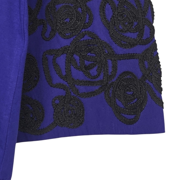 Chicos Womens Florentia Plum Soutache Embroidered Puff Flare Sleeve Top Medium 1 - Picture 4 of 10